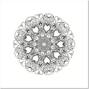 Symmetric Hearts - Mandala Design Posters and Art